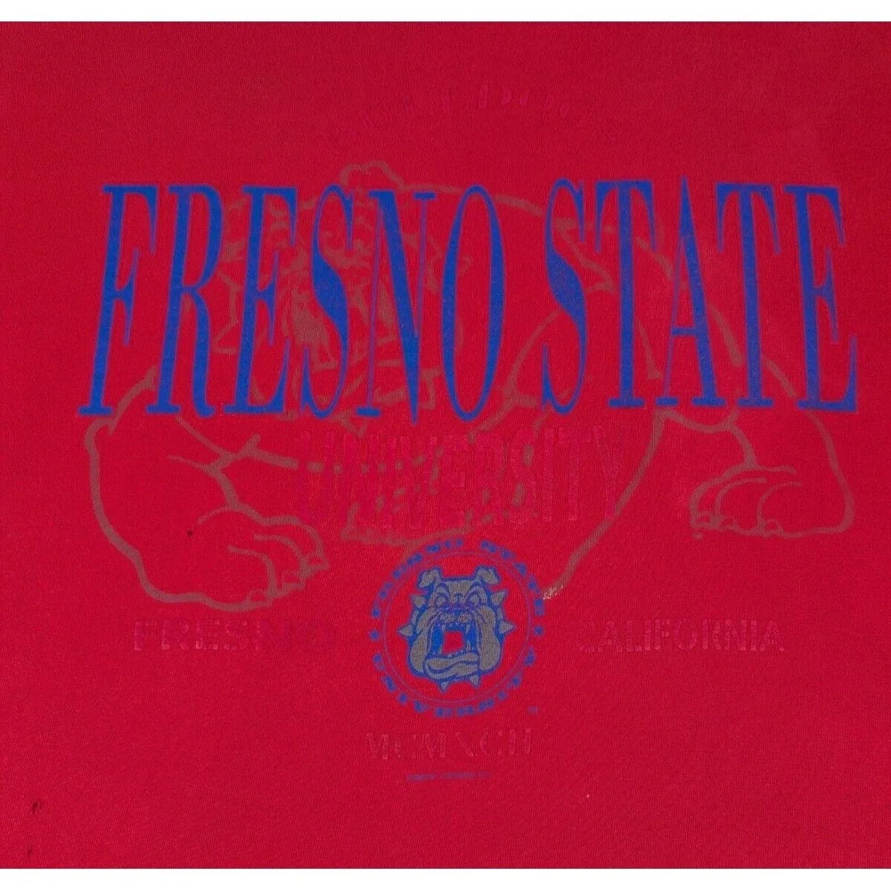 Vintage Fresno State University Bulldogs Red XL T-Shirt 1992 Single Stitch USA